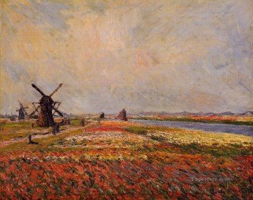  flores Obras - Campos de flores y molinos de viento cerca de Leiden Claude Monet